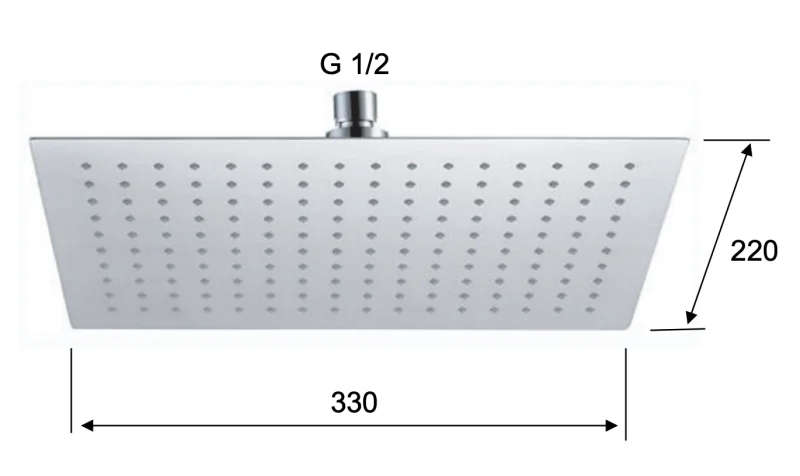 Верхний душ с шарнирным соединением 33x22 см Remer 357UFRX, хром