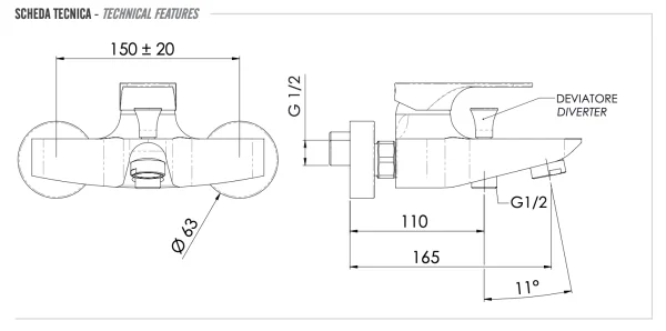 Смеситель для ванны Remer Class Line L05, хром