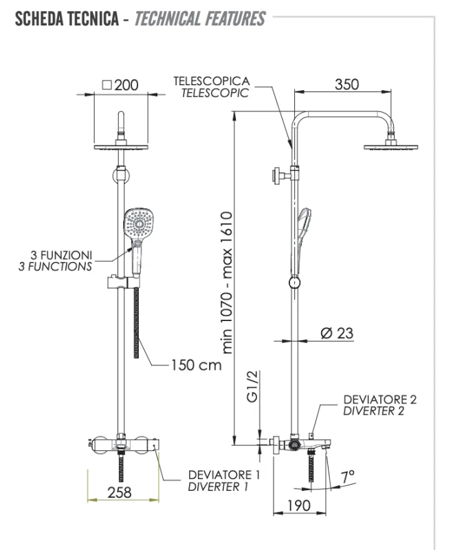 Душевая система c изливом Remer Infinity I34A8CPAD20, хром