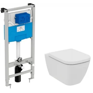 Инсталляция с унитазом Ideal Standard i.life B с технологией RimLS+, сиденье Soft-close