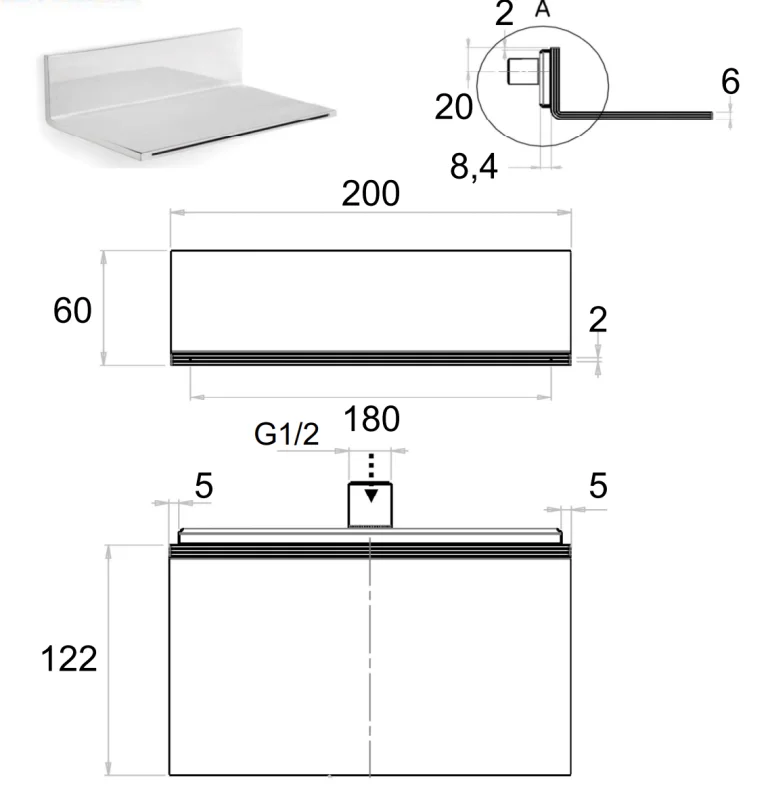 Излив настенный Remer 359XL, хром