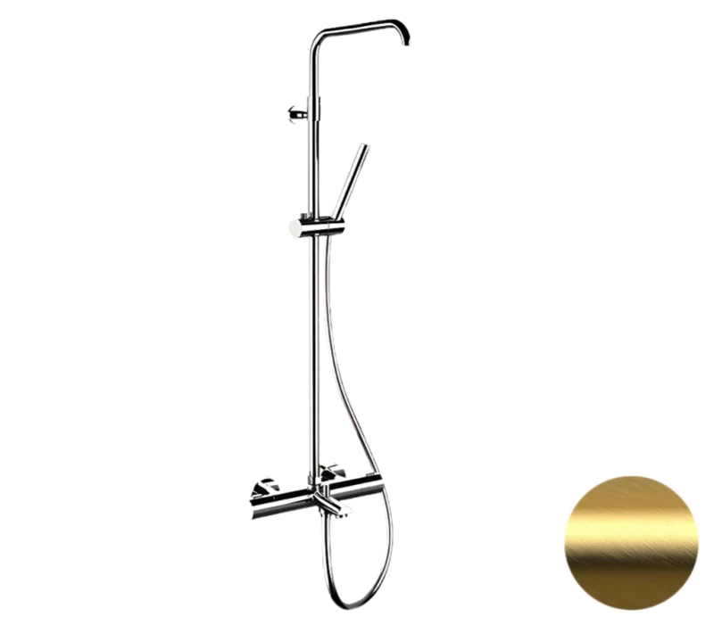 Душевая система термостатическая с изливом Remer Elegance EQ34A7MMSSOFBG, золото брашированное
