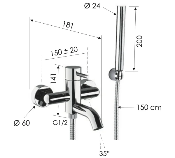 Смеситель для ванны Remer X Style X02BO, белый матовый