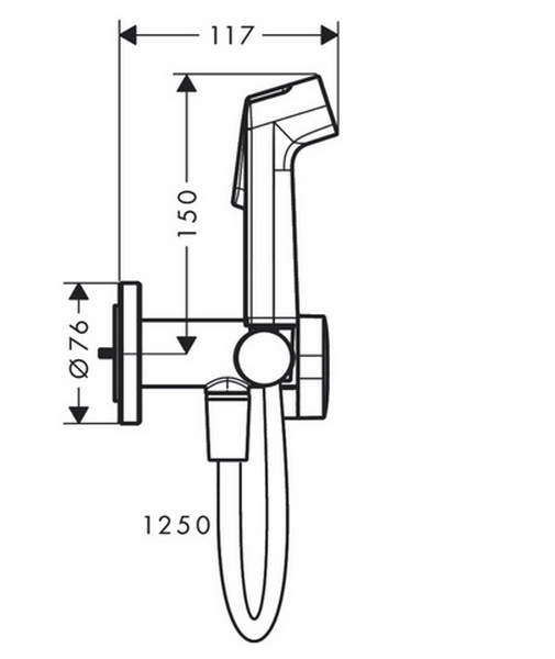 Гигиенический душ Hansgrohe Bidette S, EcoSmart, держатель и шланг 125 см, хром, 29232000