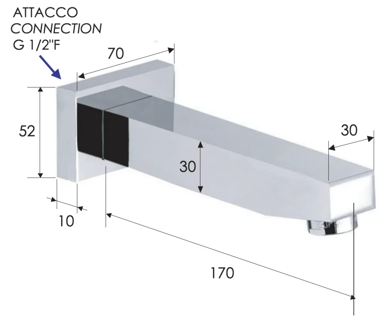 Излив настенный 17 см Remer 91S, хром