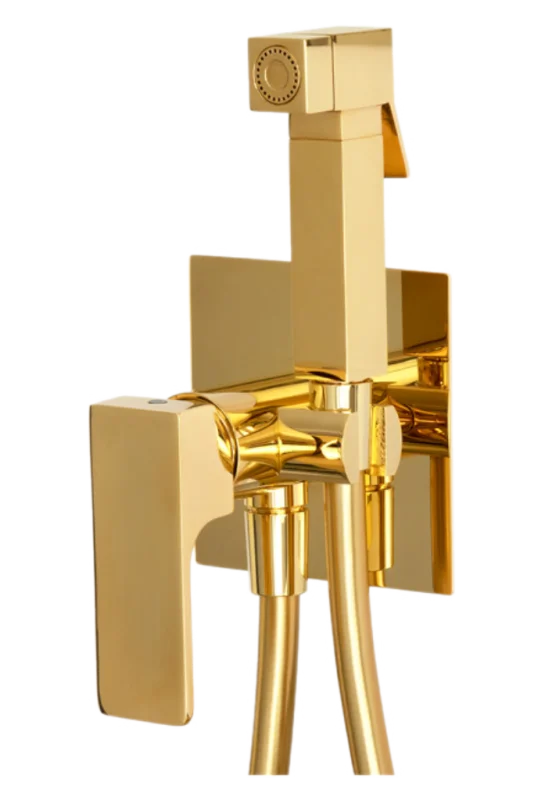 Гигиенический душ со смесителем Remer Absolute AU65DO, золото глянцевое