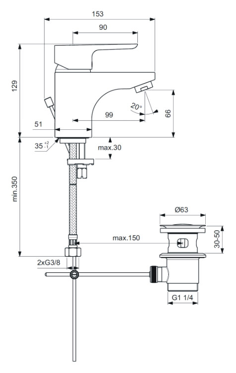 Смеситель Ideal Standard Ceraplan III B0700AA  для раковины