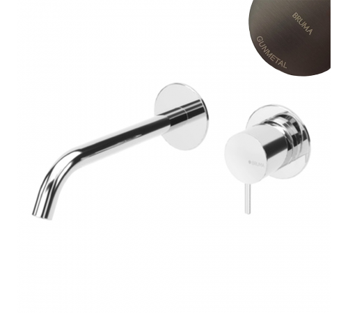 Смеситель для раковины на 2 отверстия, настенный. Длина излива 200 мм Bruma Leaf 167 012 1MG Gunmetal