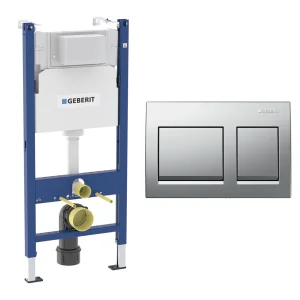 Инсталляция для унитаза Geberit Alpha 112см с кнопкой Geberit Alpha 35 два режима, глян.хром