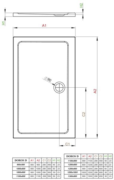 Душевой поддон Radaway Doros D 120x90x6