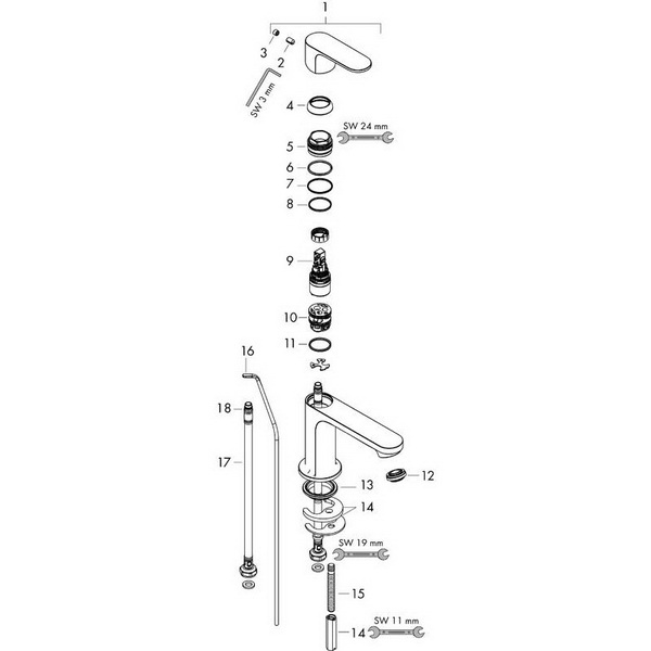 Смеситель для умывальника Hansgrohe Rebris S 72517000