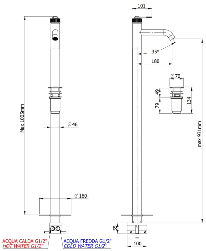 Смеситель для раковины Remer Atelier AL18, хром