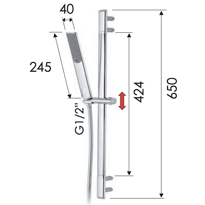 Душевая стойка с ручным душем и шлангом Remer Infinity 317V317RV, хром