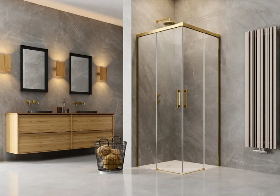 Душевая дверь Radaway Idea Gold KDD 100 х 200.5 см, стекло прозрачное, профиль золото, левая 1/2, 387062-09-01L