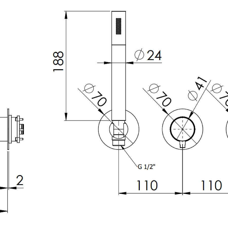 Смеситель для душа Remer Atelier AL97D2PWB, хром