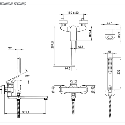 Смеситель для ванны Remer Infinity I49