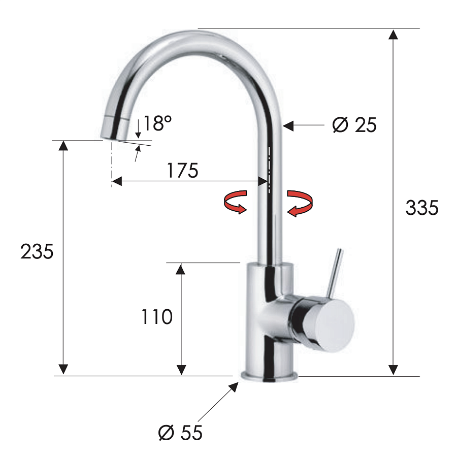 Смеситель для кухни Remer X Style X72, хром