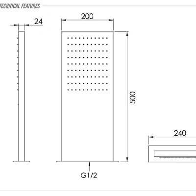 Верхний душ настенный 50x20 см Remer 350SSX, хром