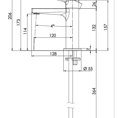 Смеситель для раковины Remer Slash SL12, хром