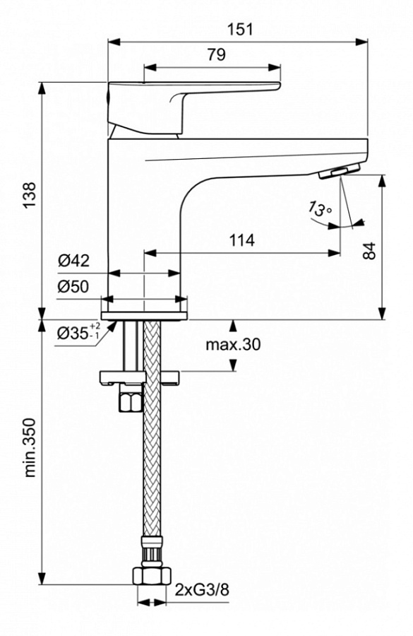 Смеситель Ideal Standard Cerafine Model O для раковины, хром, BC696AA
