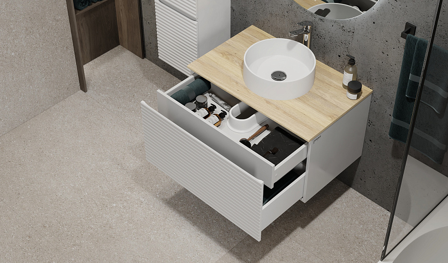 Тумба  Jorno Cossety 80 подвесная Белый/Дуб Мавелла голд