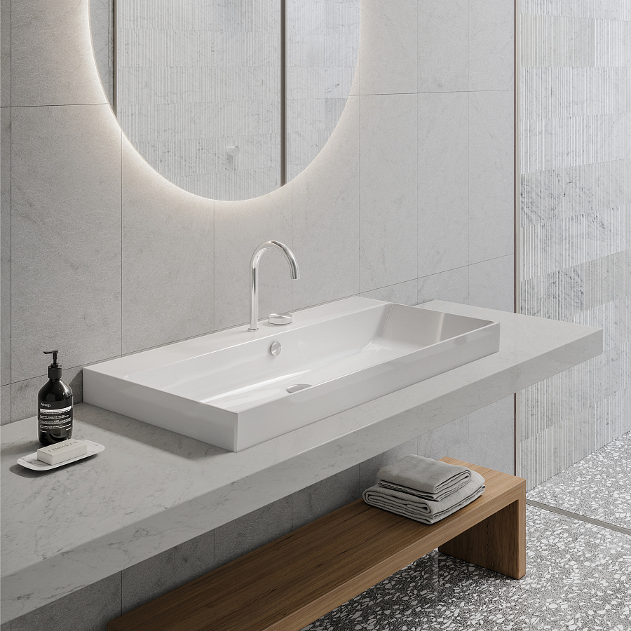 Раковина Catalano Zero 100x50, арт.0121000001, без отв. под смеситель, белый глянцевый