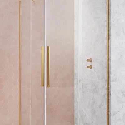 Душевая дверь Radaway Furo KDD Gold, 90 x 200 см, с неподвижной частью, стекло прозрачное, профиль золото, правая, 10105090-09-01R