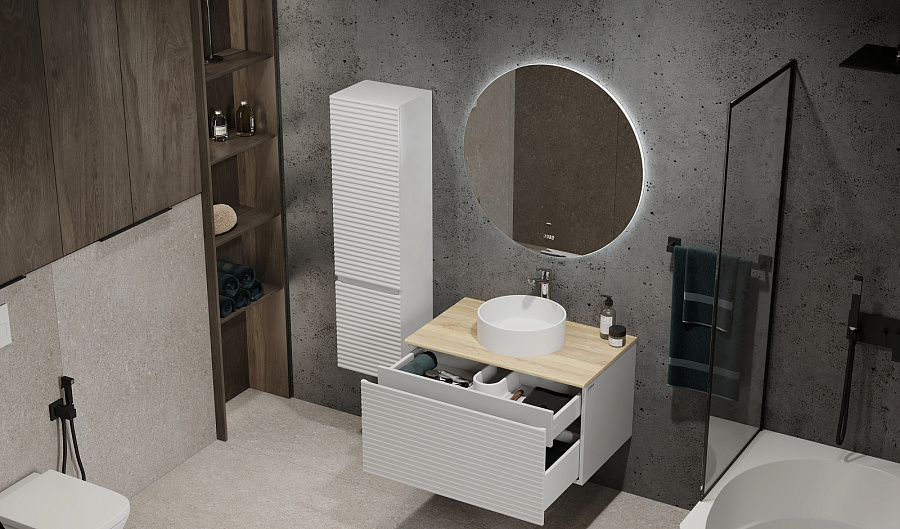 Тумба  Jorno Cossety 80 подвесная Белый/Дуб Мавелла голд