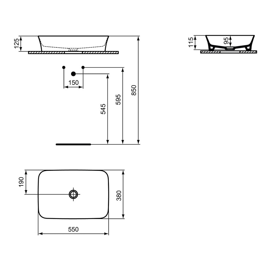 Умывальник накладной Ideal Standard Ipalyss Vessel E207601 55x38 белый