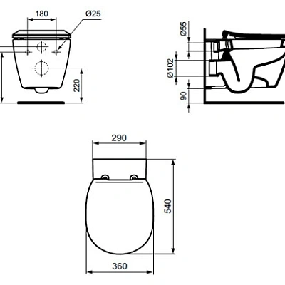 Унитаз подвесной Ideal Standard Tesi Aquablade, арт.T007901 с сиденьем Soft-close, арт.T352701