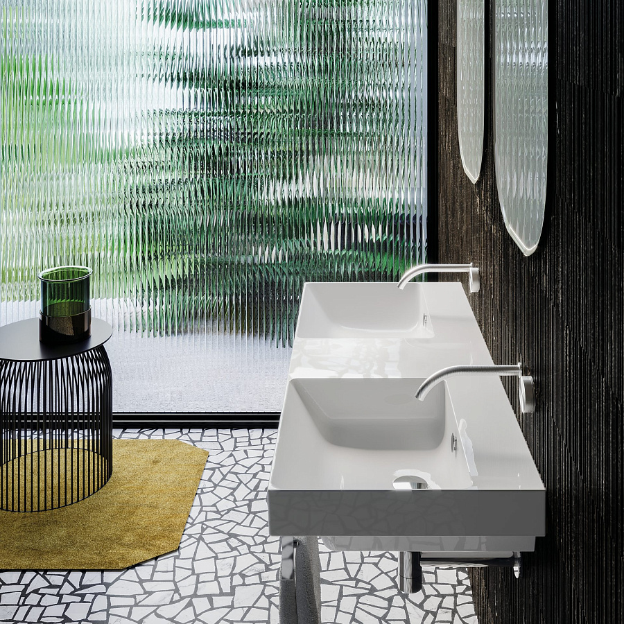 Раковина Catalano Zero 125x50, арт.0121270001, на 2 чаши, без отв. под смеситель, белый глянцевый