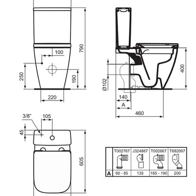 Напольный безободковый унитаз для монтажа с бачком Ideal Standard i.life S