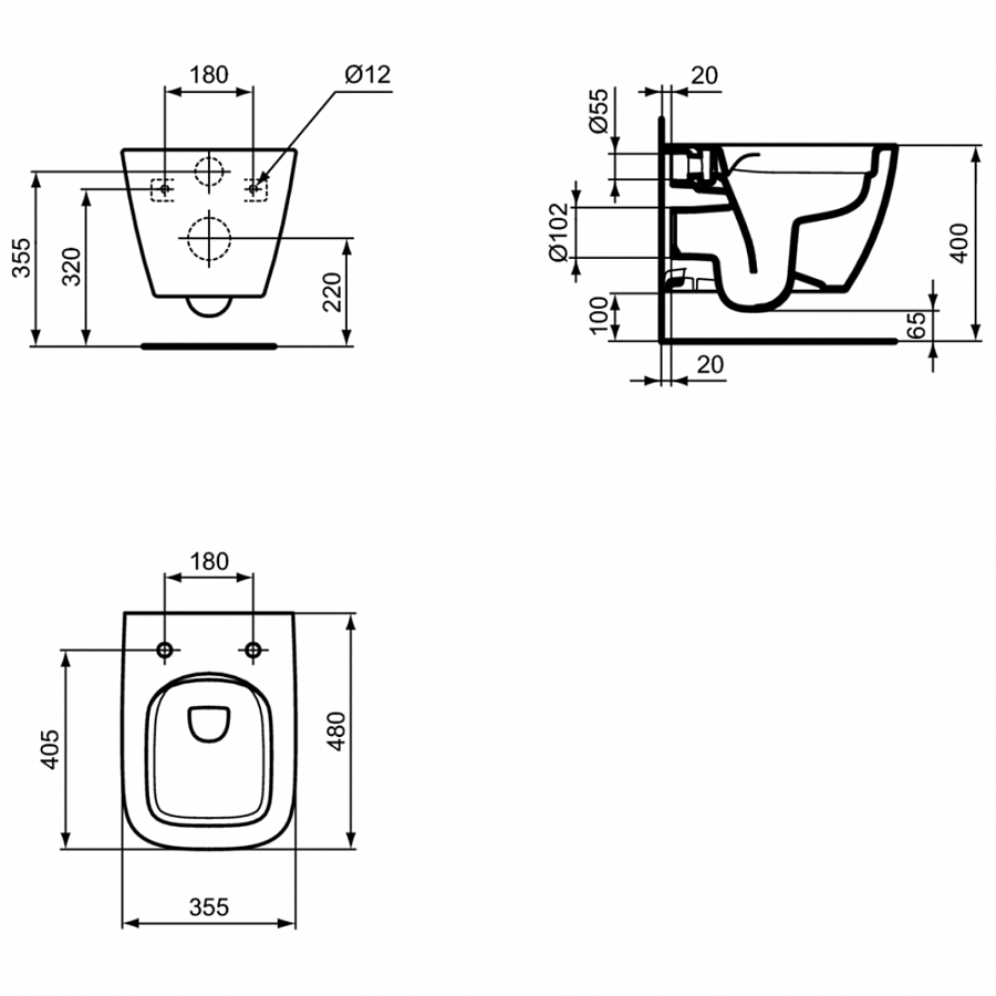 Унитаз подвесной Ideal Standard I.Life S  48 см с сиденьем T459201+T473701