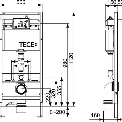Комплект инсталляция TeceBase с черной кнопкой и унитаз подвесной Pestan Fluenta 49x35,5 Turbo 360° с пневмокрышкой  40013803 + 40013801