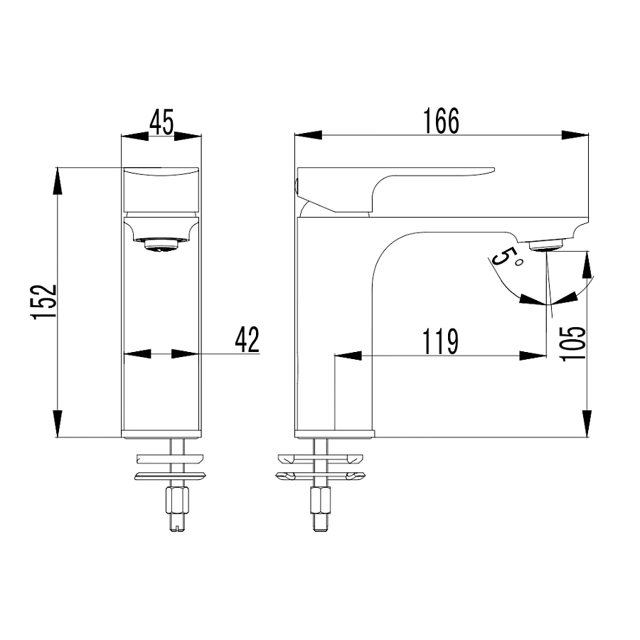 AQM6310CR Monza Смеситель для раковины однорычажный, Хром