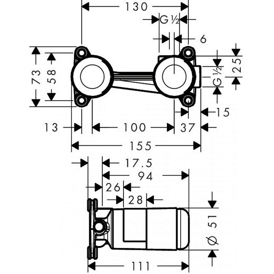 Скрытая часть Hansgrohe 13622180