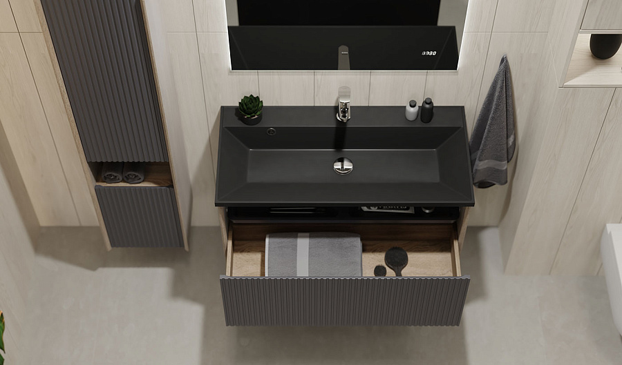 Тумба Jorno Tossony 90 подвесная Дуб Самдал/Антрацит