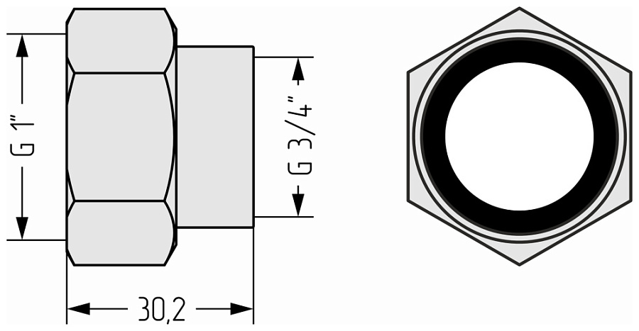 Комплект фитингов Стилье прямой (G 1" НГ х G 3/4" ВР) / 2 шт.