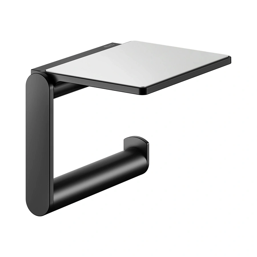Держатель туалетной бумаги с полочкой Keuco Plan 14973370000 черный матовый