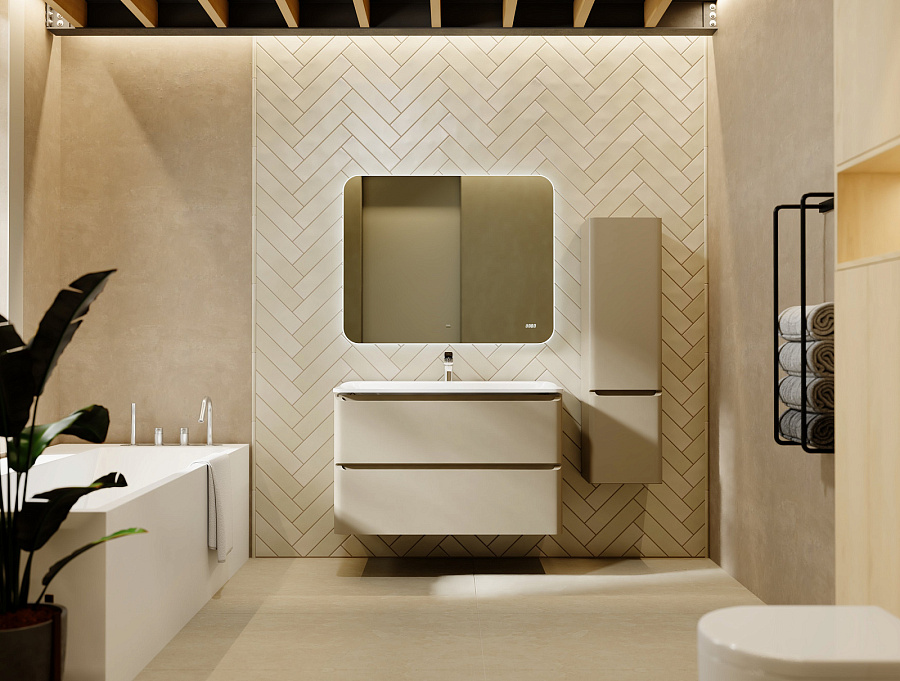 Тумба Raval Welto 100x45 см с 2 ящ. напольная, светло-коричневая, с ножками