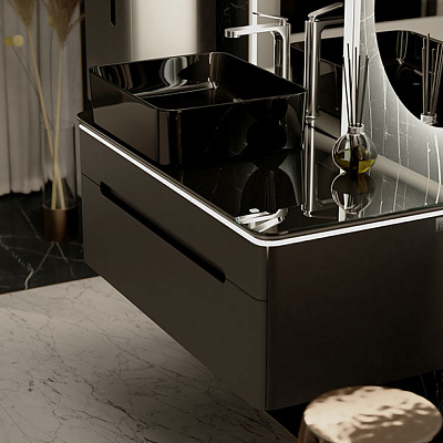 Тумба под умывальник Jorno Shine 100 подвесной антрацит