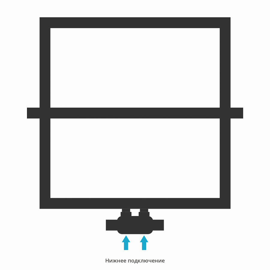 Водяной полотенцесушитель Сунержа Штиль EU50+ 530х530, Матовый чёрный, арт.31-0256-5353