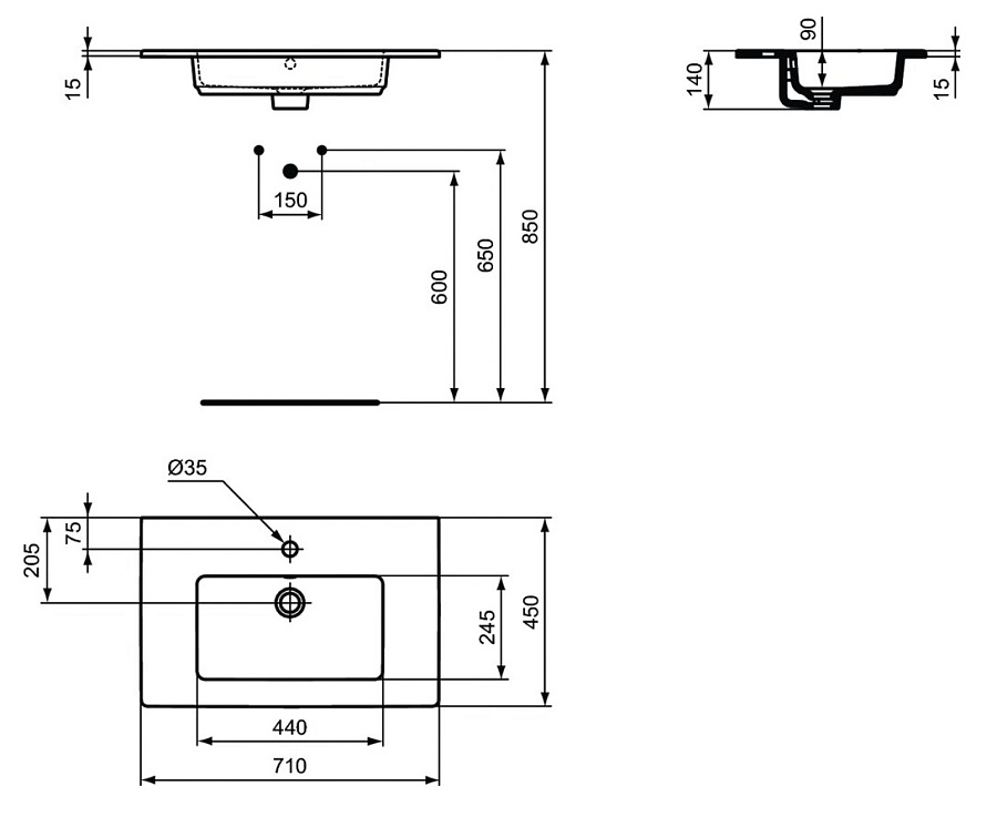 Раковина Ideal Standard Tempo Vanity 71 x 45 см, белый, E053501