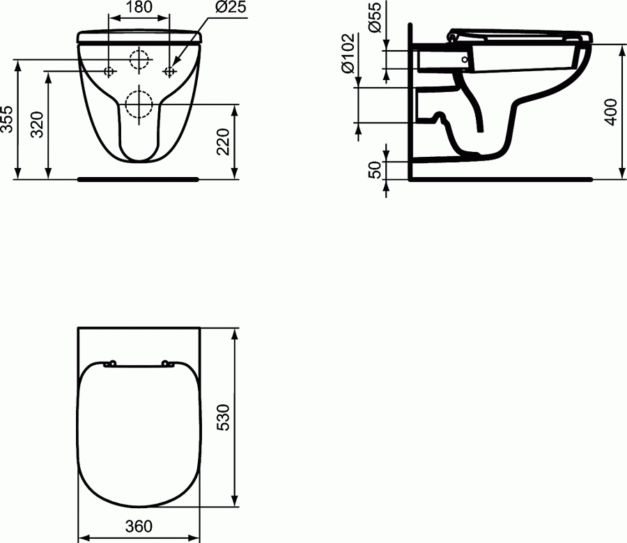 Подвесной унитаз Ideal Standard TEMPO T331101