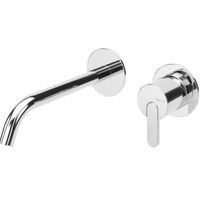 Смеситель для раковины на 2 отверстия, настенный. Длина излива 200 мм Bruma Leaf 167 011 9CR Cromado