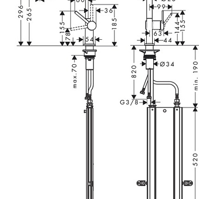 Смеситель для кухни Hansgrohe Talis 270 1jet с вытяжным изливом 72 см sBox хром