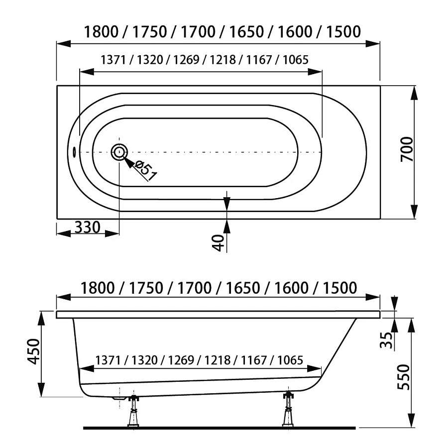 Ванна акриловая VAGNERPLAST KASANDRA 160x70
