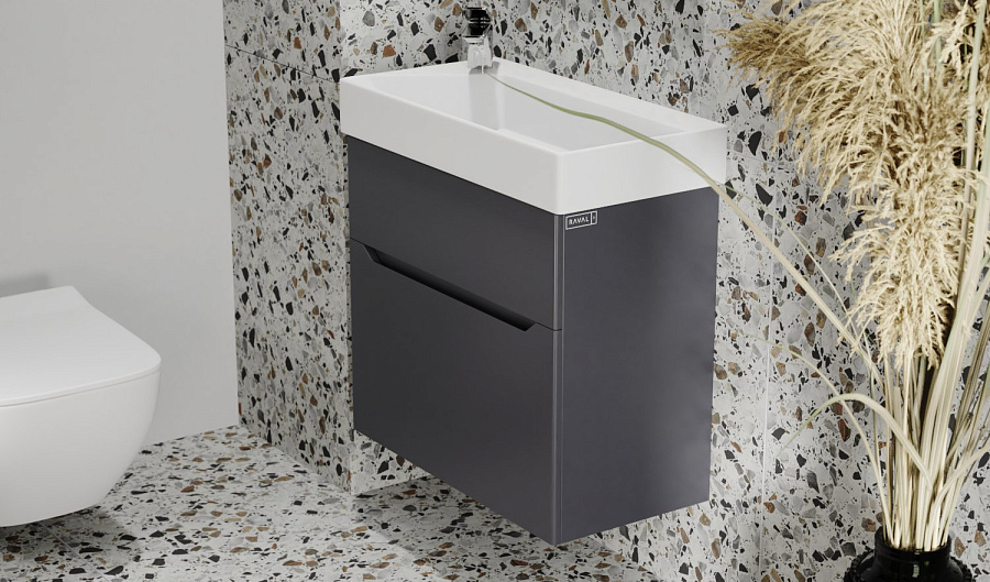 Тумба под умывальник Raval Brik 55 подвесной антрацит