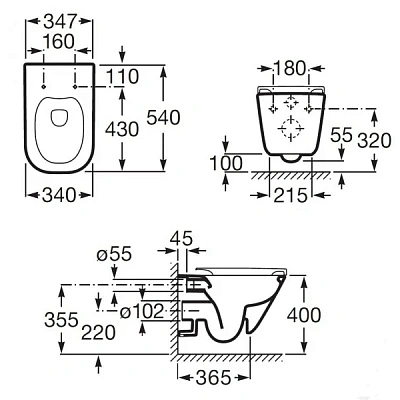 Унитаз подвесной Roca Gap 35x54, безободковый, арт.734647L000