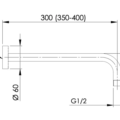 Кронштейн для верхнего душа 40 см Remer 343L40, хром